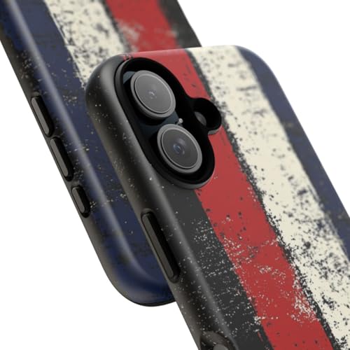 Coque rigide mate iPhone 16 motif rayures style vintage - 2