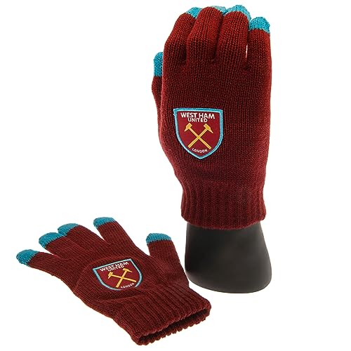 West Ham United Adult Touchscreen Compatible Knitted Gloves - Authentic EPL