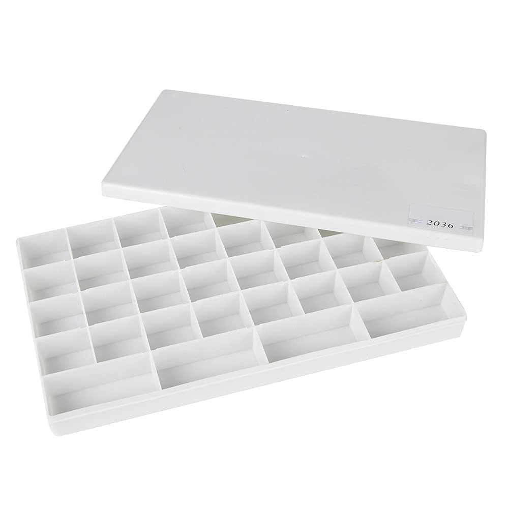Paleta de Acuarela a Prueba de Fugas de 36 pozos, Paleta de Pintura con Tapa, Caja de Pintura para Estudiantes de Artista Blanco, Pequeñas Vacías Paleta Blanca Portátil/de Viaje para Acuarelas(L)