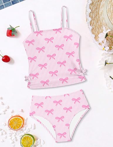 Image of Girls Tankini Swimsuits Two Piece Bathing Suit Drawstring Swimwear Set for Girls 7-18 Years