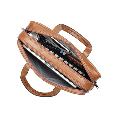 Image of Lavie Sport Magnate Briefcase 12L Multifunctional Laptop Briefcase Bag | Premium Leatherette Business Briefcase for Men & Women | Messenger Shoulder Bag with Detachable Strap