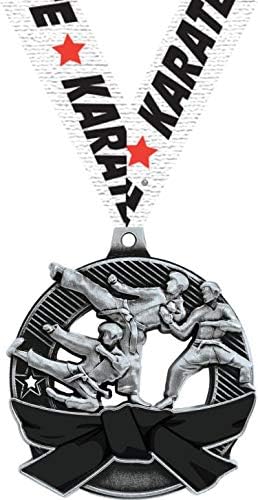 Karate Black Belt Medals - 2.25" Silver Karate Medal Awards