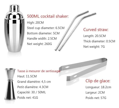 Set coctelera de 550 ml con kit bartender portátil miniatura 4