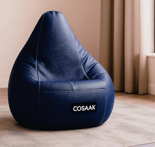 Image of XXL Teardrop Leatherette Bean Bag Chair Cover Without Beans, Livingroom, Bedroom, Garden, use for Indoor Gaming and Reading Chair, (Navy, XXL, Solid)