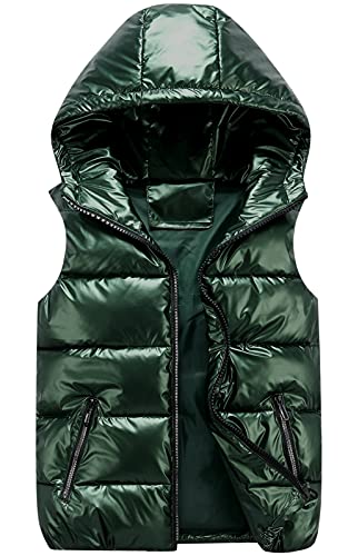 Happy Cherry Packable Puffer Sleeveless Jacket For Kids Waterproof Light Zip Up Vests For Baby Toddler Boys Girls Breathable Metallic Warm Down Coats Outerwear Green #TOP19