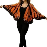 2026 mehrfarbige Monarch Schmetterlings Strickjacke, vorne offen, gehäkelter Monarch Schmetterling, Strickjacke/Pullover, Boho Strick Coverup, Orange, Einheitsgröße