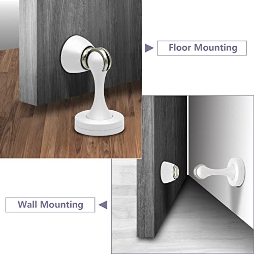 Door Stoppers Magnetic Door Stops White Brushed Stainless Magnet Door Stopper Heavy Duty Floor Wall Mount Doorstop Soft Catch Door Holder Wall Protector Magnetic Door Stop For Bottom Of Door #TOP5