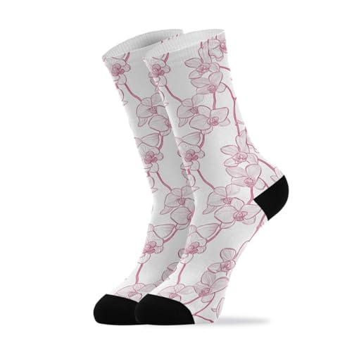KLL Orchid Simple Line Art Valentine mens crew sock running lightweight wicking mens crew socks (2-Pair)