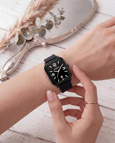 Image of Daniel Hechter Paris Gabrielle Collection Luxury Analog Watch for Women with Square Dial, Date Display and Silicone Strap