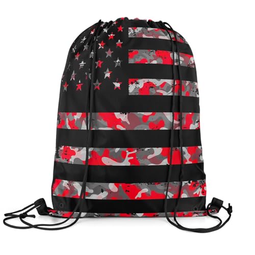 Feelyou Mochila com cordão da bandeira americana, Vermelho, 13'x15.7', Mochilas Daypack
