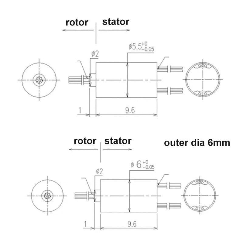 OD 5.5mm 6mm 7.8mm metalowy pierścień ślizgowy obrót o 360 stopni elektryczny pierścień ślizgowy złącze obrotowe do wizualnego łowienia kotwic(Dia. 6mm 4CH)