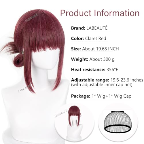 Image of LABEAUTE Yamada Cosplay Wig Claret Red Layered Anime Wig for Smoking Behind the Supermarket Heat Resistant Synthetic hair for Halloween /Party