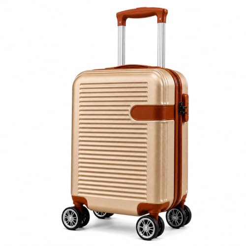 Mala de Bordo Premium 10kg ANAC com Rodas Duplas 360° e Cadeado TSA AntiFurto Rígida Leve Resistente Elegante para Viagens Curtas Avião e Bagagem de Mão Executiva (Champagne)