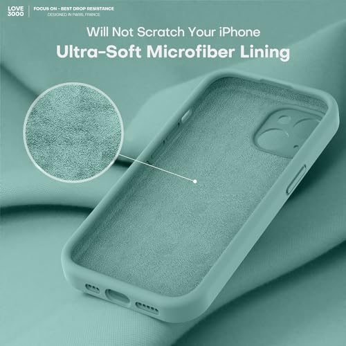 Image of LOVE 3000 Compatible with iPhone 15 Case, [Smooth Silicone Full Coverage Camera] [8ft Drop Protection], Soft Microfiber Lining Full Body Protective Case for iPhone 15 6.1 inch - Pine Green