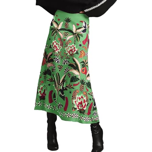 Csvinkiko Womens Midi Skirt Tropical Floral Print Plant...