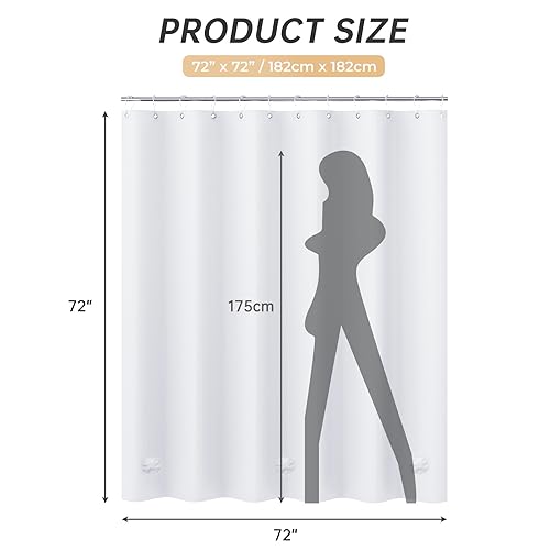 AmazerBath Plastic Shower Curtain, 72 x 72 Inches PEVA Heavy Duty White Shower Curtain, Waterproof Heavy Weight Thick Bathroom Curtain