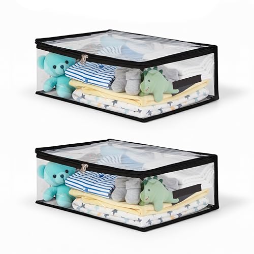 Image of Transparent Plastic Clothes Storage Bag(Pack of 2) |Clothes Organiser for Wardrobe | Saree Covers with zip |Saree Organizer for Wardrobe |Saree Bags Storage (PACK OF 2)
