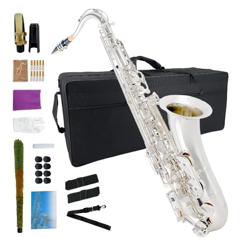 Image of Tenor Saxophone B Flat Tenor Sax Bb Tenor Saxophone for Beginners Students with Mouthpiece Reeds Cleaning Cloth Carrying Case