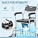 AW Bedside Shower Commode Wheelchair with Wheels for Seniors Elderly Disabled Black