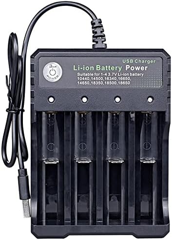 18650 Battery Charger, Universal Smart LED Display Battery Charger for 3.7V Li-ion Rechargeable Battery 18650 26650 21700 18350 17670 17500 16340(RCR123) 14500, Ni-MH Ni-CD AA AAA Batteries(4 Slots)