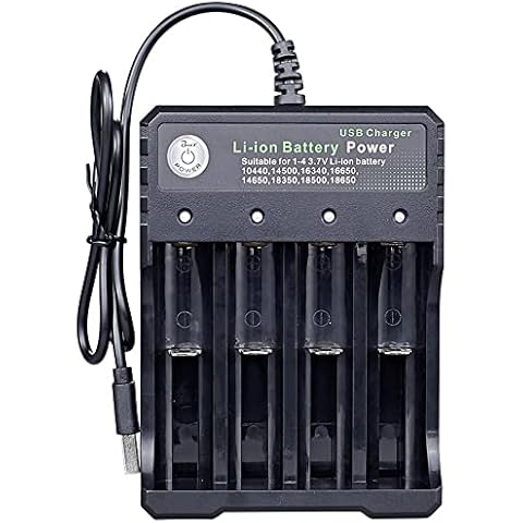 18650 Battery Charger, Universal Smart LED Display Battery Charger for 3.7V Li-ion Rechargeable Battery 18650 26650 21700 18350 17670 17500 16340(RCR123) 14500, Ni-MH Ni-CD AA AAA Batteries(4 Slots) Cover