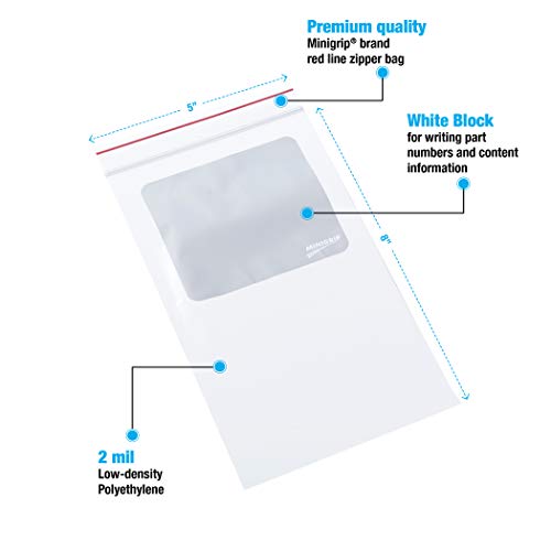 Minigrip Red Line Mgrl2W0508 Polyethylene (Ldpe/Lldpe Blend) Clear Reclosable Bag, 8" Length, 5" Width (Pack Of 1000) #TOP1