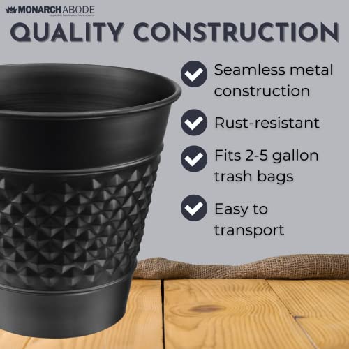 Monarch Abode Handcrafted Metal Geometric Embossed Nickel Wastebasket Trash Bin #TOP3