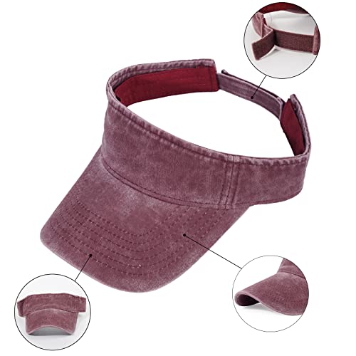 3 Pack Sun Visor Hats Empty Top Summer Hat Lightweight Sports Run Cap Adjustable Twill Cotton Visors For Women Men #TOP3