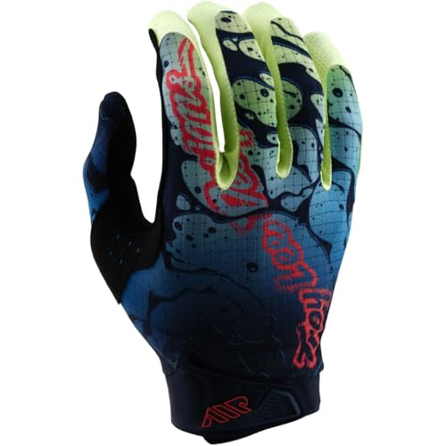 Troy Lee Designs Youth Air Glove for Motocross MX Mountain Biking, Drip Glo Yellow / Dark Navy, Youth Large