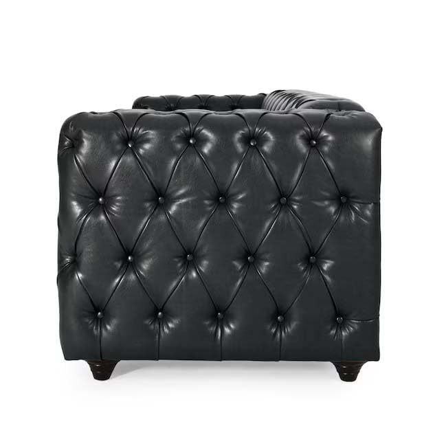 Image of Luxury Sofa Set Luxury Chesterfield Sofa in for Home Living Room & Office (Black Leather)