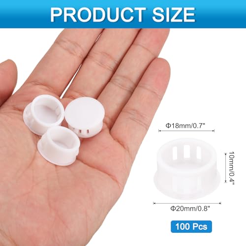 Image of uxcell 100pcs Nylon Plastic Hole Plugs, 5 /7 inch(18mm) Round Drill Screw Hole Plugs Covers Knockout Locking Plastic Plugs Insert End Caps for Kitchen Cabinet Furniture, White