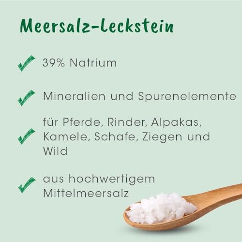 cdVet Leckstein Meersalz Vitalis 5 kg - Natürliche Salzzufuhr für Tiere, Reich an Elektrolyten und Mineralien