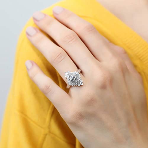 Berricle Sterling Silver Halo Wedding Engagement Rings Marquise Cut Cubic Zirconia Cz Statement Cluster Ring For Women, Rhodium Plated Size 5 #TOP4