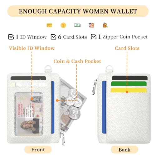 Image of Hancynir White Minimalist Small Wallet Women Credit Card Holder RFID Slim