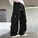 Boy's Wide Straight Leg Cargo Pants Fashion Multi Pockets Trouser Baggy Track Pants Loose Fit Lightweight Sweatpants