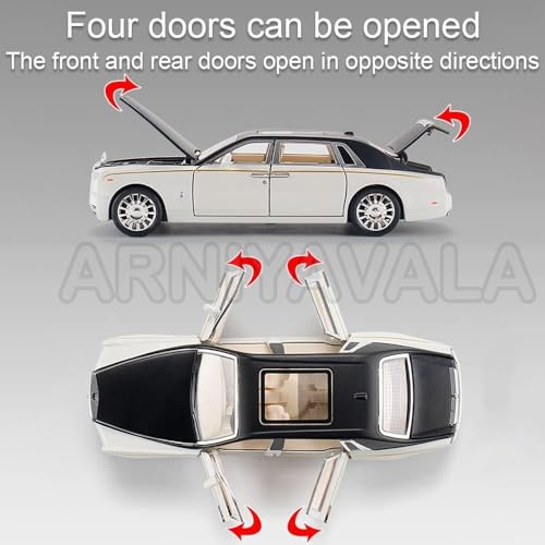 Image of Exquisite car Model 1 /24 Rolls-Royce Phantom Model Car,Zinc Alloy Pull Back Toy car with Sound and Light for Kids Boy Girl Gift.(Phantom White 1:24)