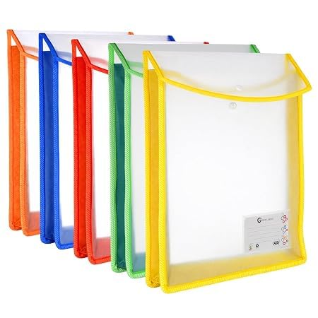 Image of Plastic Poly Envelope File Folder with Snap Button Closure, Waterproof, Legal Size, Assorted Colours (5)