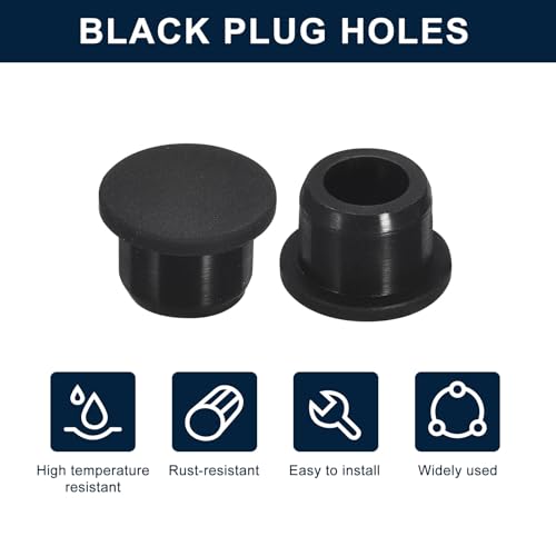 Image of uxcell 5 Pcs Black Plug Holes, Waterproof Rubber Button Plug for 14mm / 0.55 inch Hole