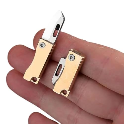 NHDT 2 PCS Super Mini Brass Package Opener Knife EDC Tiny 2.4cm(1.1in) Hang on a keychain Ultralight 12g(0.42oz)