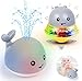 OFOCASE Baby Badespielzeug Wasserspielzeug, Wal Spray Induction Schwimmende Baden Spielzeug mit Licht, Pool Badewannenspielzeug ab 1 jahr Baby Kinder Kleinkinder Party Geschenk (Grau)