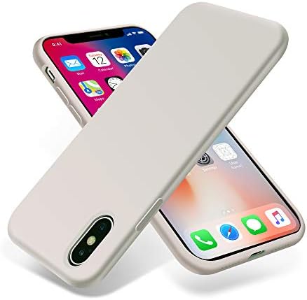 OTOFLY iPhone Xs Case/iPhone X Case,Ultra Slim Fit iPhone Case Liquid Silicone Gel Cover with Full Body Protection Anti-Scratch Shockproof Case Compatible with iPhone X/XS, White Stone