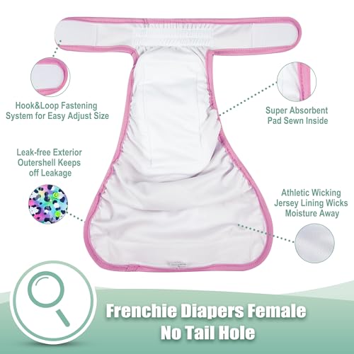 Image of wegreeco XX-Large Dog Diapers Female No Tail Hole, Reusable French Bulldog Diapers Female (Cow Pattern XX-Large)
