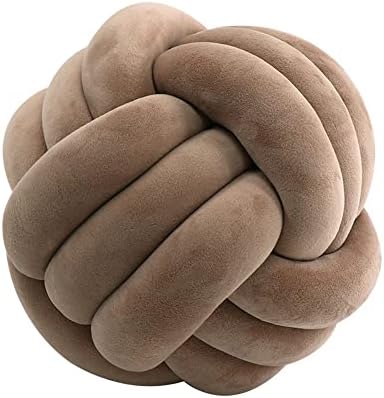 GXYR Knot Ball Pillow Round Cushion Pillows Velvet Round Pillows Cushion Dark Khaki Knot Pillow Home Decoration Plush Pillow Round Throw Pillows for Couch,7.87"