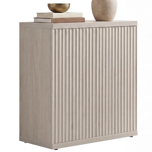 Image of SICOTAS Buffet Cabinet with Storage Accent Sideboard Modern Credenza with Doors & Shelves Fluted Media Console Mid Century Coffee Bar Table for Living Room Kitchen Dining Room Hallway
