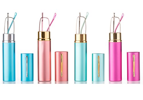4 Pack Compact Reading Glasses in Aluminum Case Spring Hinged Metal Reading Glasses in Tube Portable Light Weight Reading Glasses 2.25