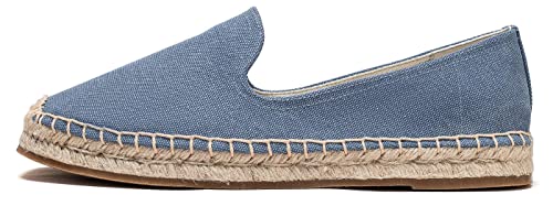 Image of Men's Classic Suede Canvas Round Cap Toe Espadrilles Loafers Pure Color Slip On Comfortable Flats Shoes