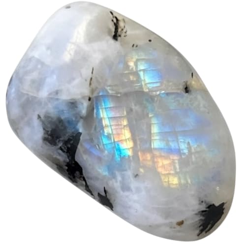 Healing Crystal Stones Rainbow Moonstone Tumbled Stone – Natural Crystal for Positivity, Intuition & Energy Balance – Pocket Gemstone for Meditation, Reiki, Chakra & Home Décor