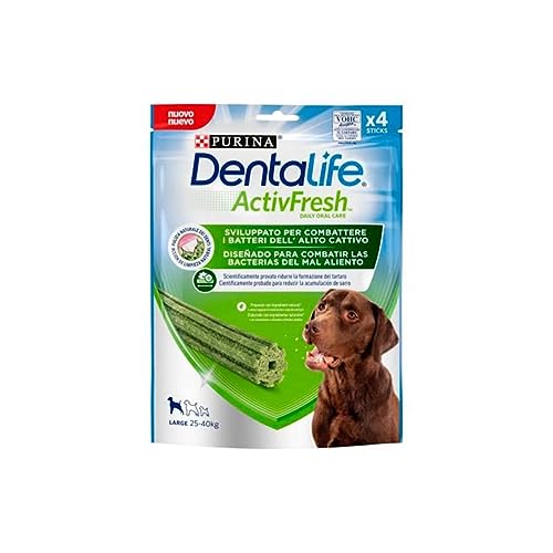 Dentalife Purina Activfresh Large, Snack Dental, Mal Aliento, Premio para Perros Grandes, 4 Sticks