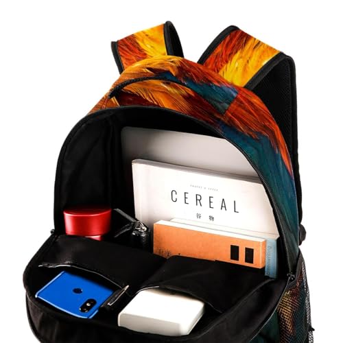 Sac à dos d'école plumes colorées idéal pour le collège et les sorties - 4