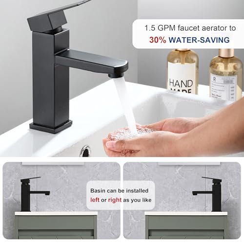 USBATHJOY 16" Bathroom Vanity Sink Combo for Small Space, Wall Mounted Bathroom Cabinet Set with White Resin Basin Sink Top Black Faucet Pop Up Drain Green by USBATHJOY - Used condition - Image 2